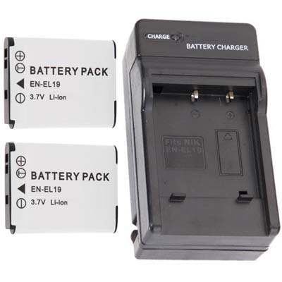 2 X Battery + Charger EN-EL19 Nikon Coolpix S6400 S3300 S3200 S4200 S4100  Battery [B0062CTZ10 ENEL19K2 ENEL19]